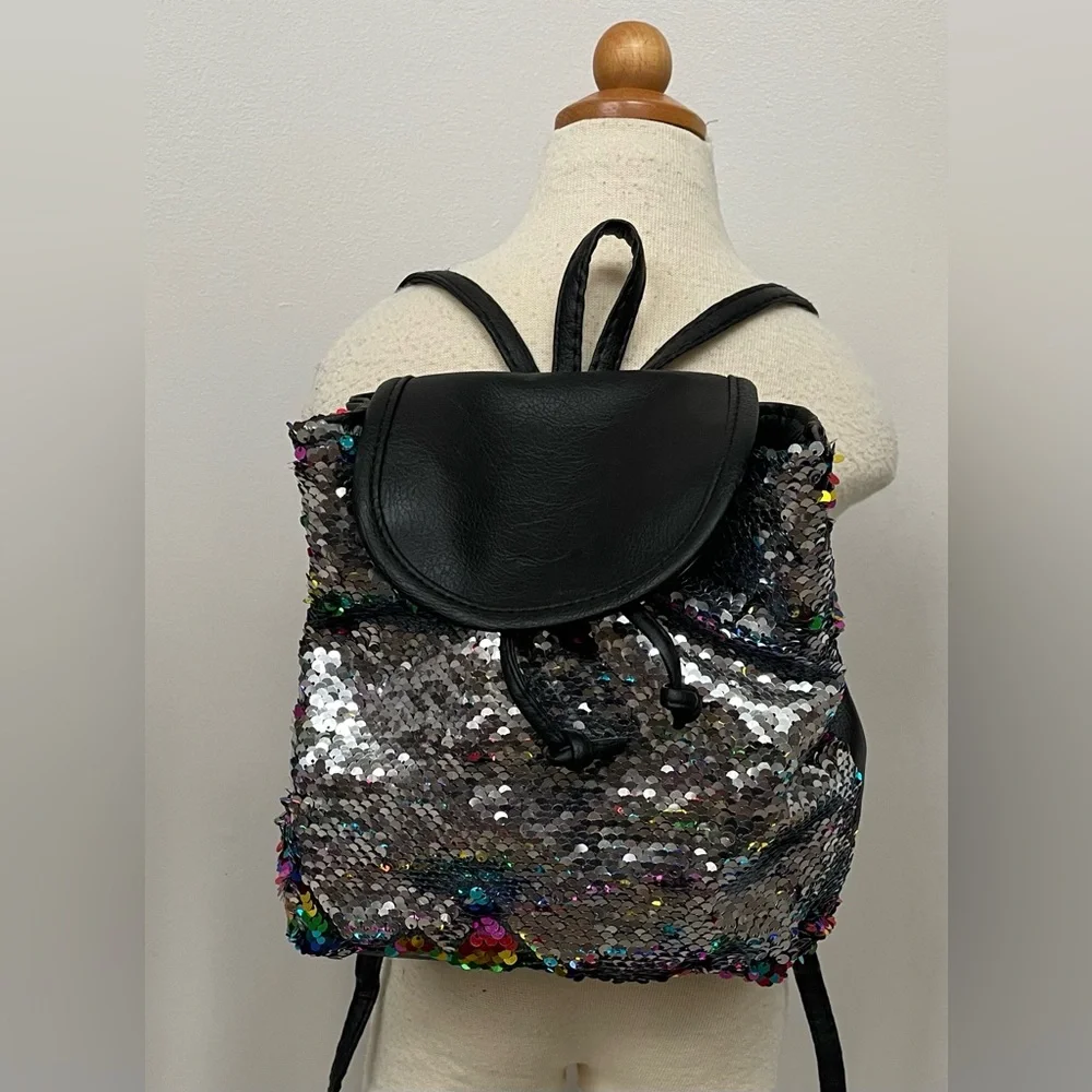Black Flippy Sequin Mini Backpack